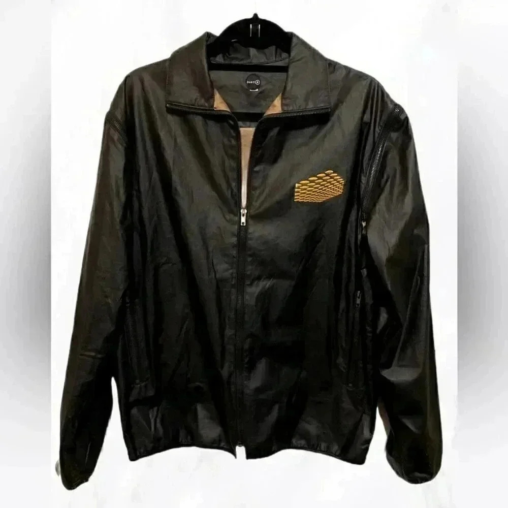 Bustle blck street cotton linen zippered long sleeve casual lightweight jacket M